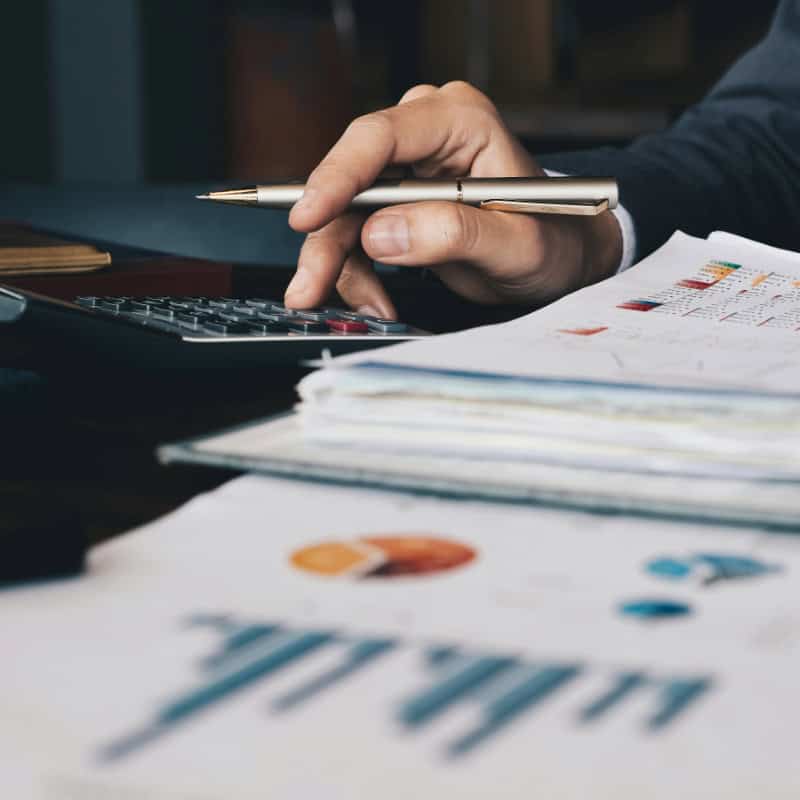 Accounting paperwork on desk