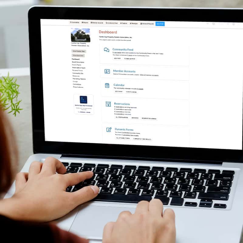 Woman looking at digital community portal